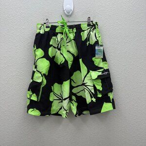 Panama Jack Hibiscus Floral Mesh Lined Cargo Swim Trunks Mens size Medium NEW